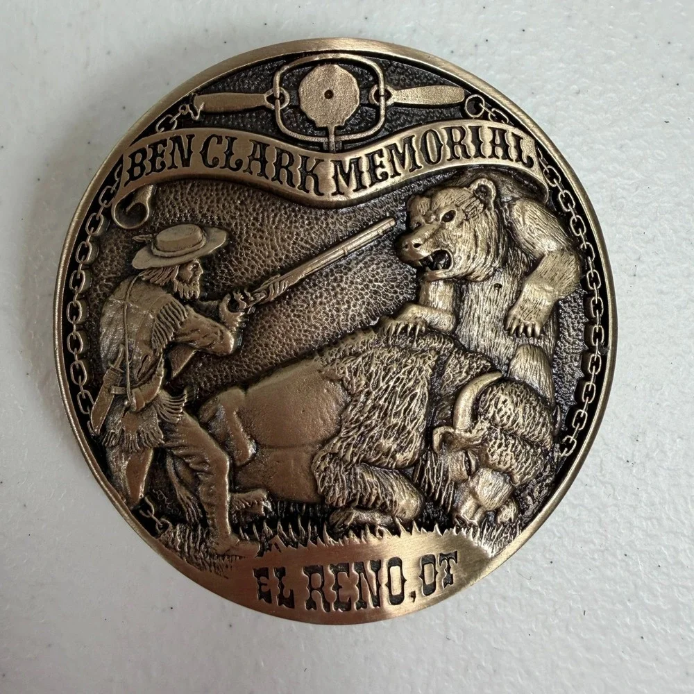 Ben Clark Memorial Rifle Club El Reno Solid Brass Vintage 1994 Belt Buckle